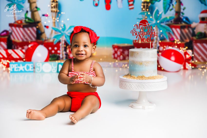 christmas in july cake smash photographer in maryland virginia washington dc