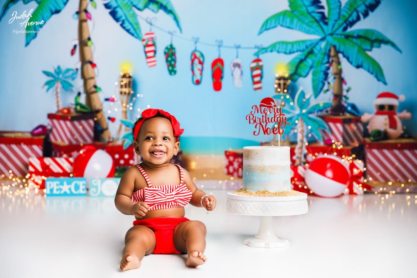 christmas in july cake smash photographer in maryland virginia washington dc