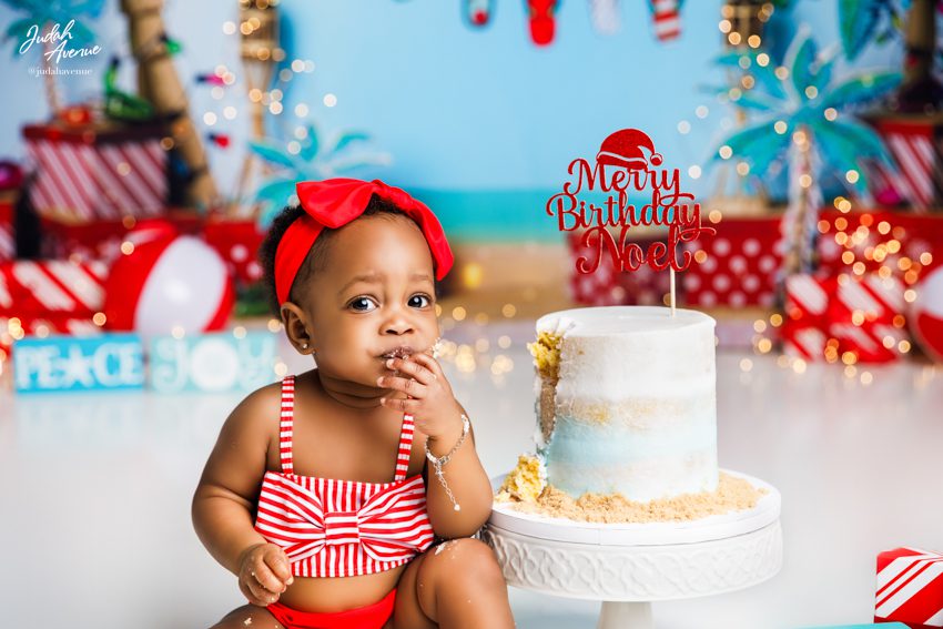 christmas in july cake smash photographer in maryland virginia washington dc