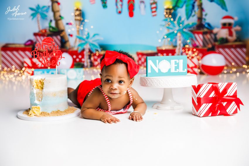 christmas in july cake smash photographer in maryland virginia washington dc