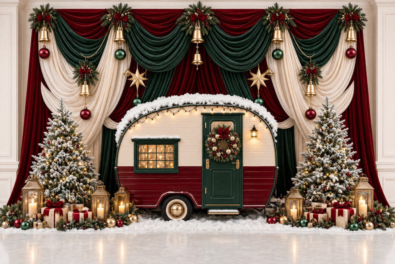 DMV holiday mini session photographer, Holiday Bordeaux backdrop in deep burgundy and emerald
