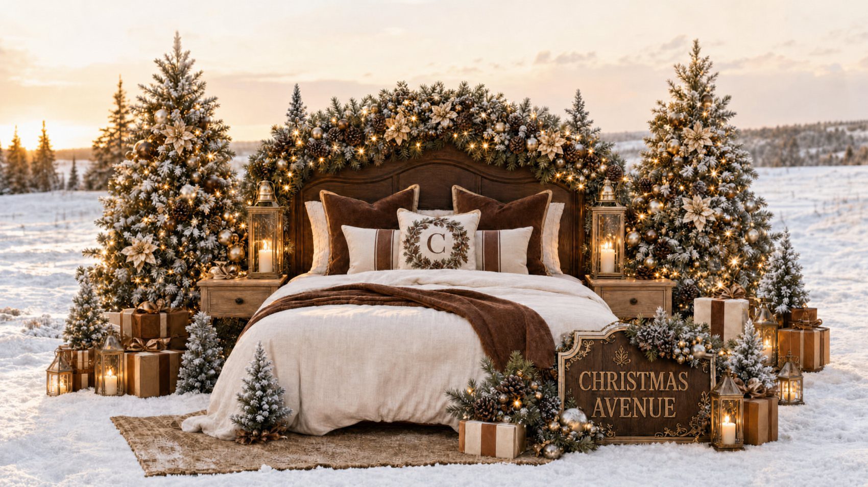Christmas mini session in DC, Maryland and Virginia, A Very Chocolate Christmas storefront backdrop in chocolate and cream