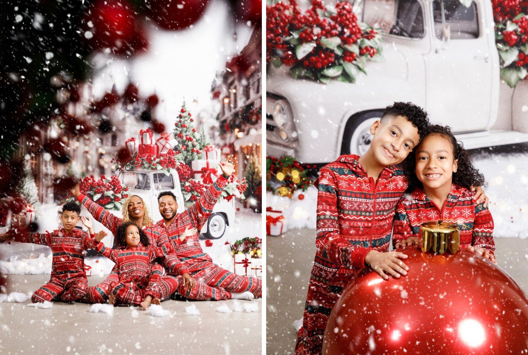 Christmas Noël mini session for DC, Maryland and Virginia families, classic red holiday backdrop