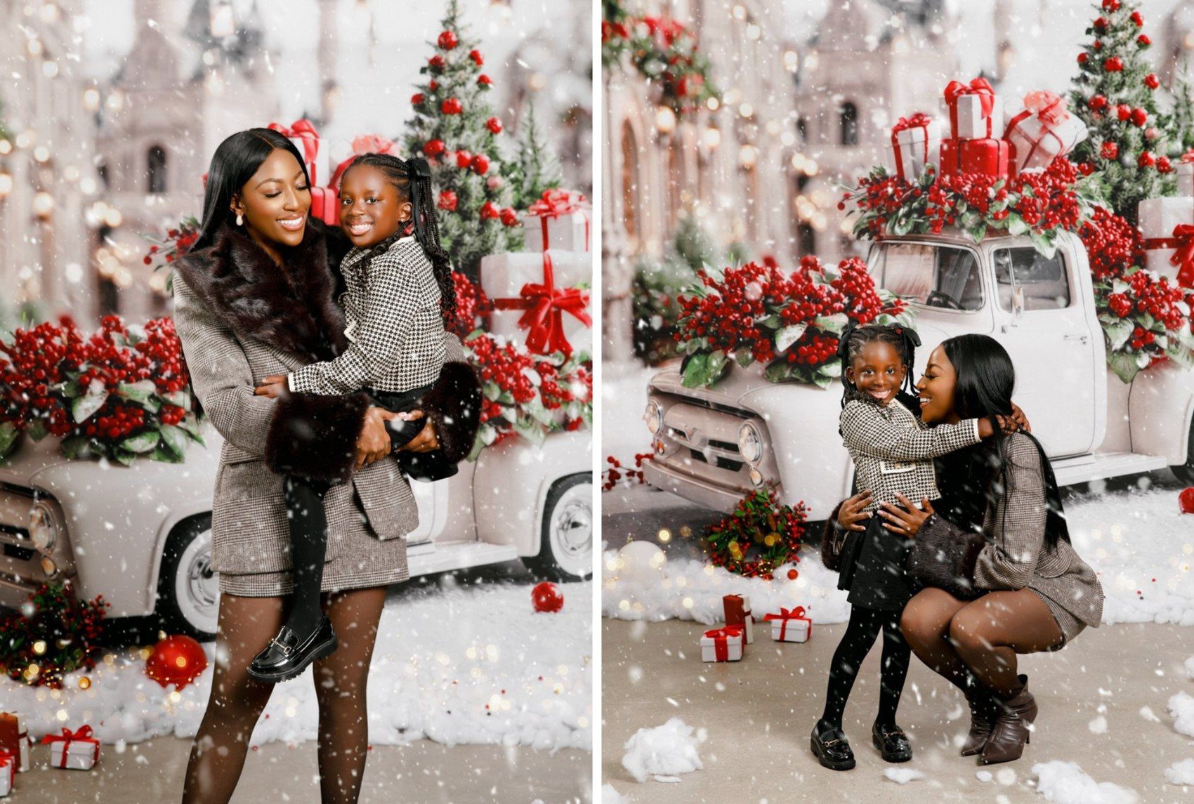 Christmas Noël mini session for DC, Maryland and Virginia families, classic red holiday backdrop