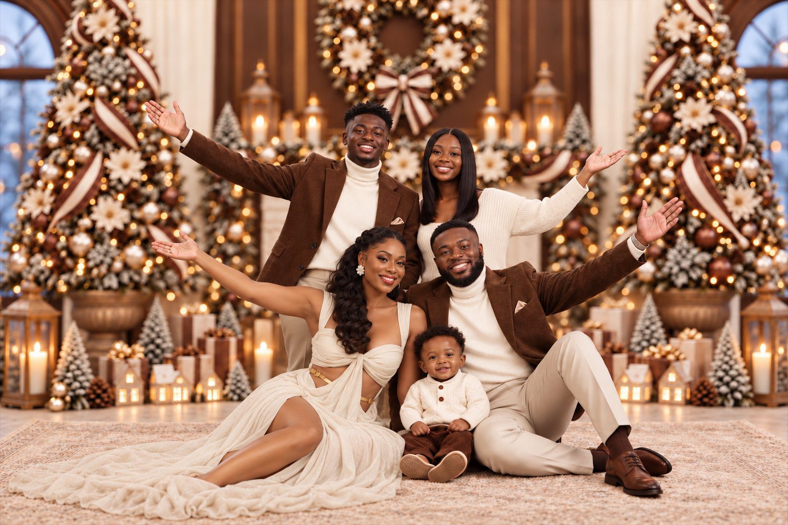 Christmas mini session in DC, Maryland and Virginia, A Very Chocolate Christmas storefront backdrop in chocolate and cream